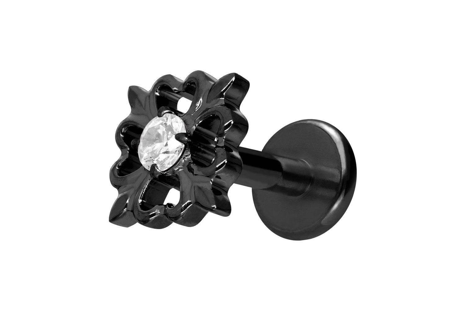 Titan Labret Piercing mit Innengewinde KLEEBLATT